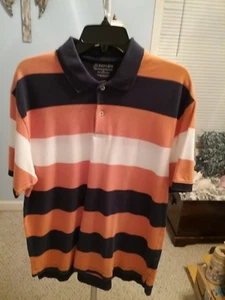 Neu St Johns Bay Heritage Herren Poloshirt orange, marineblau und weiß Large - Bild 1 von 3