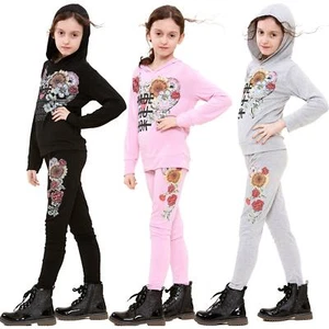 Girls Top Kids Made You Look Print Long Sleeves Hooded Top & Legging Set 5-13 Yr - Picture 1 of 21