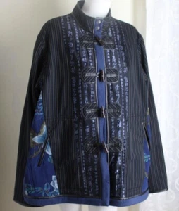 Koos Of Course Sz 1X Gorgeous Asian Japanese Silk Trim Fleece Lined Coat Jacket - Picture 1 of 8