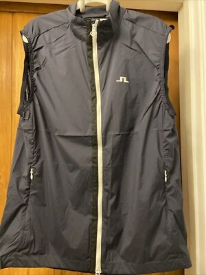 Chaleco de golf J. Lindeberg para hombre repelente al agua empaquetable ligero ceniza-JL azul marino grande Foto 1 de 4