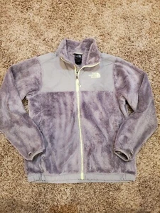 The North Face L 14/16 Fuzzy Fleece Jacket Ocean Yellow Gray Girl Coat Youth - Picture 1 of 5