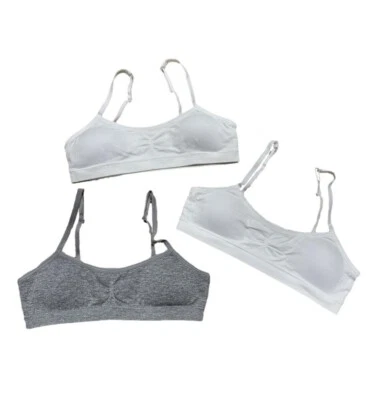 Sutiãs Hanes Girl's pacote com 3 alças espaguete conforto diário - Branco/cinza grande - Imagem 1 de 4