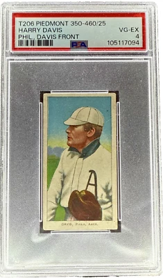 1909-11 T206 Piedmont 350-460/25 Harry Davis Phil Davis Front PSA 4 Philadelphia - Image 1 of 4