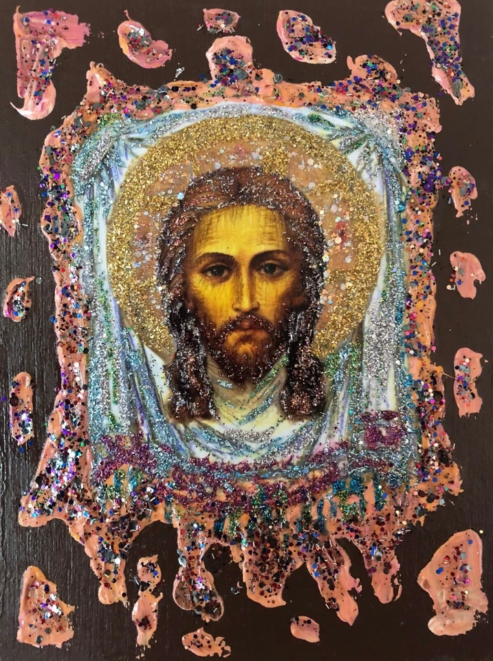 Jesús de Nazaret 7"x 6", santo, icono, original, hecho a mano, único en su clase, Antanenka Foto 1 de 3