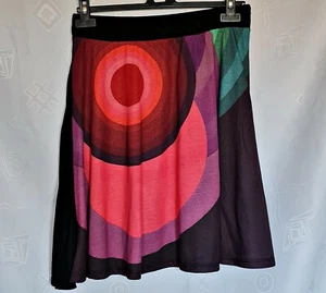AUTHENTIC DESIGUAL GEOMETRIC ART EMBROIDERY LOGO BLACK PINK WOMEN SKIRT-SIZE:L - Picture 1 of 9