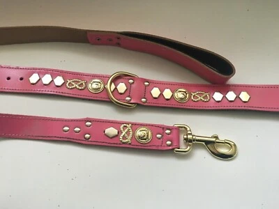 STAFFORDSHIRE/STAFFY/BULLTERRIER DOG COLLAR+LEAD SET REAL LEATHER,1"1/2 WIDE - Image 1 of 3