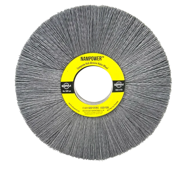 Rueda abrasiva de nailon buje compuesto BRM 8" x 1" grano 120 cerdas de 0,022" Foto 1 de 1