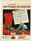 1945 Libby's Tomato Juice Large Glass Farmer Picking Tomatoes Vintage Print Ad