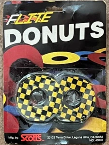 Rare 1980s NOS Yellow & Black Checkered FLITE DONUTS Old School BMX Made in USA - Picture 1 of 3