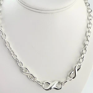 Solid 925 Sterling Silver Italy SUBSTANTIAL 18" Omega Open Link Necklace - Picture 1 of 5