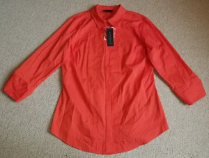 NWT Womens Blouse-WORTHINGTON-"bold coral" cotton stretch fitted 3/4 sleeves-M - Picture 1 of 5
