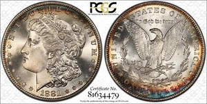 1881-S MORGAN DOLLAR $1 PCGS MS68+ *CAC* POP 27+2! (34479) - Picture 1 of 1