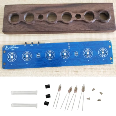 DIY Kit 6bit Nixie Tube Clock IN-16 B5853 B5870 Digital walnut wood.No Tubes - Image 1 of 3