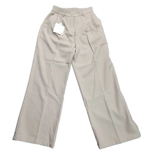 Decivi Women Loose Pleated Front Long Pants Wide Leg Trousers Solid Beige Small - Picture 1 of 11