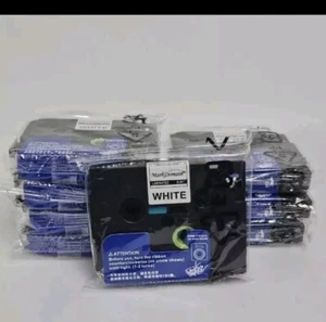 10 Mark Domain 12mm x 8m Black Ink White Laminated Label Tapes .47" For Brother - Picture 1 of 4