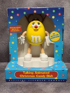 Dispensador de platos de dulces navideños animado de habla amarilla de Telco M&M's de colección - Nuevo en caja - Imagen 1 de 4