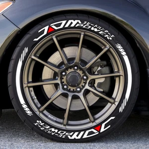 JDM Permanent Tire Lettering Sticker 1.25'' 15''-24'' Wheels 8 Sets Rubber Decal - Picture 1 of 7