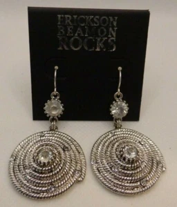 Erickson Beamon Rocksđź’—Helen of Troy Silver Woven Coil Spiral Crystal Earrings - Picture 1 of 7