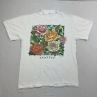 Vintage Rosen Shirt Erwachsene Medium weiß Natur Outdoor Seattle 90er Jahre Blumen USA
