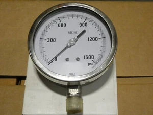 WAL Pressure Gauge, 5", 0-1500PSI, 1/2NPT Bottom Connection, Stainless Steel ... - Picture 1 of 5