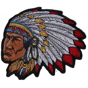 Embroidered Patch (Iron-On), Native American Indian Head Dress Feathers - Picture 1 of 4