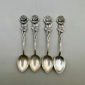Hildesheimer Rose Demitasse Spoon Set 4 Continental Silver 835 Albert Bodemer - Picture 1 of 8