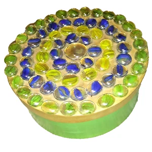 handmade trinket box with color diamonds on lid - Picture 1 of 4