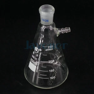 250ml 19/26 Ground Joint Conical Filter Flask with Side Arm Lab Glassware - Picture 1 of 4