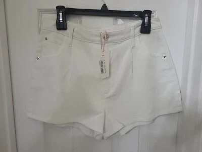 Pantalones cortos de mezclilla plisados de tiro medio GB Juniors, blancos talla 13 Foto 1 de 4