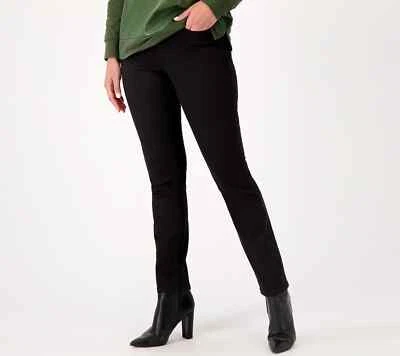 Belle by Kim Gravel TripleLuxe Reg Twill Straight Leg Jeans Black 30W A555479 - Image 1 of 3