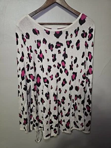 Chico's Gr. 3 (XL) Pullover hellbraun Leopard Animal Print Langarm Bateau Ausschnitt - Bild 1 von 5