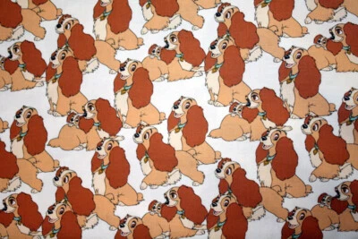 LADY ON WHITE FROM THE MOVIE "LADY AND THE TRAMP" - 100% COTTON FABRIC - Image 1 of 4