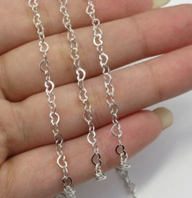1M 925 Sterling Silver Heart Chain Necklace Bracelet Jewellery Making 3.0mm - Image 1 of 3