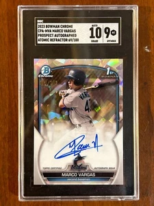 Marco Vargas Atomic /100 Auto 2023 Bowman Chrome Marlins SGC 10/9 - Picture 1 of 3
