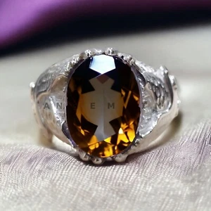 Citrine Gemstone With 925 Sterling Silver Ring For Men's #AL534 - Picture 1 of 8