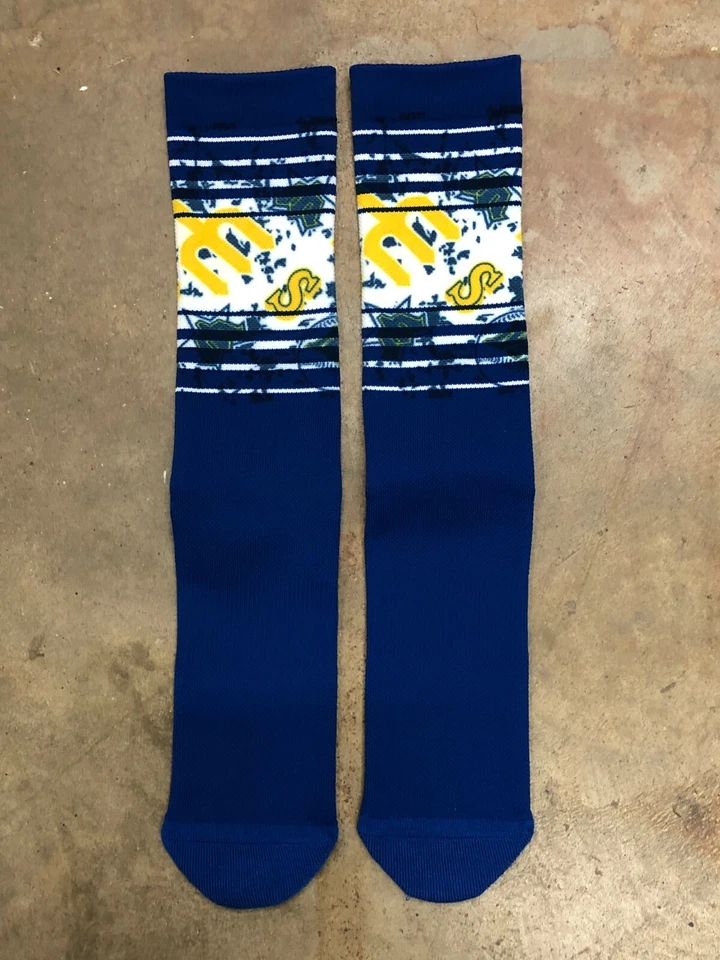 Seattle Mariners Tiled Crew PKWY Cooperstown Socks Mens Large Fits Size 6-12 MLB - Image 1 of 1
