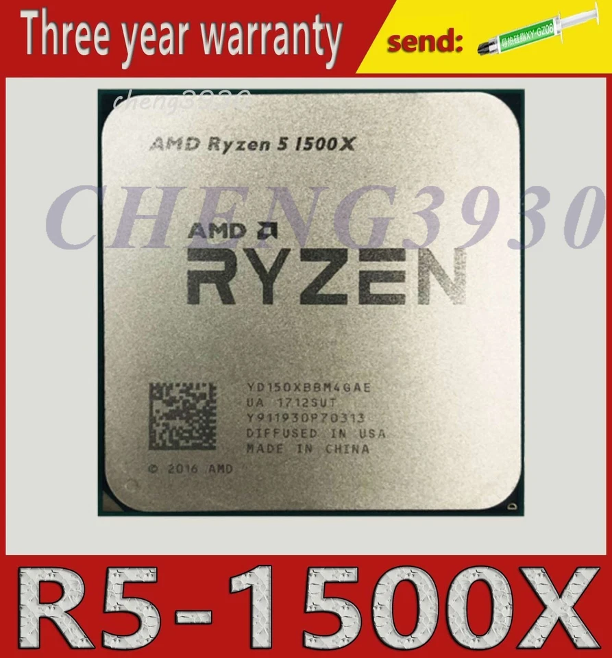 AMD Ryzen 5 1500X 3.5-3.7GHz 4-core 65W socket AM4 R5-1500X CPU processor - Image 1 of 1