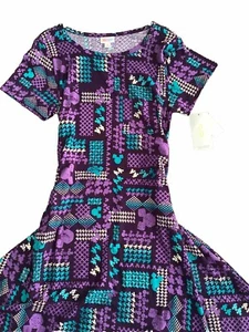 Vestido Lularoe Púrpura Teal Disney Cabeza de Mickey Mouse Clásico Carly Pequeño Nuevo con Etiquetas - Imagen 1 de 1