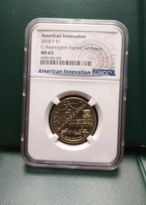 Graded Coin 2018 P George Washington American Innovation, NGC MS65 #039 Amazing  - Image 1 of 4