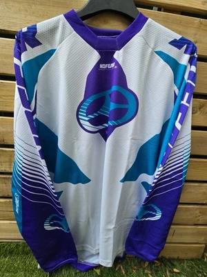 NO FEAR MX MOTOCROSS JERSEY race bike shirt ROGUE - RAPTOR BLUE WHITE PURPLE XL - Image 1 of 4