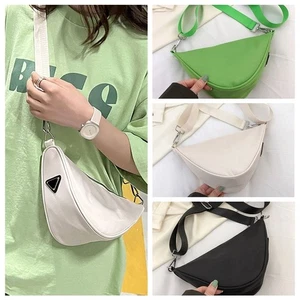 Canvas Crossbody Triangle Bag Portable Canvas Bag Casual Nylon Bag Streetwear - Picture 1 of 12