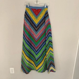Vintage 70er Lee Jordan New York Chambray Chevron Patchwork Maxirock Damen 0 - Bild 1 von 10