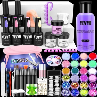 Kit de uñas acrílicas con luz UV 4 colores kit de esmalte en gel con 24 colores brillantes Foto 1 de 4