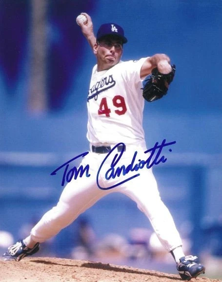 Signed  8x10 TOM CANDIOTTI Los Angeles Dodgers  Autographed photo - COA  — 第 1/1 张图片