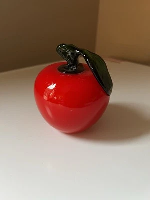 Vidrio soplado a mano vintage estilo Murano manzana roja fruta Foto 1 de 3