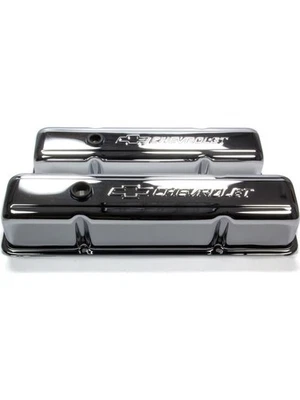 Proform Valve Cover Tall Breather Hole Chevrolet Bowtie Logo Steel Ch (141-101) - Image 1 of 4
