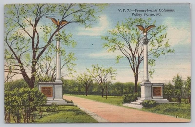 Vintage Pennsylvania Columns Valley Forge PA Linen Postcard - Image 1 of 2