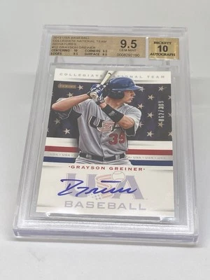 2013 Grayson Greiner USA Collegiate ROOKIE AUTO /399 BGS 9.5/10 GEM MINT POP 1 - Image 1 of 4