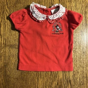 Y2K Disney World Parks Minnie Mouse Embroidered Shirt Top Baby Kids 18 Months - Picture 1 of 9