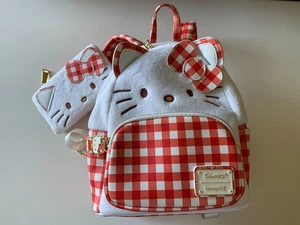 Menge 2 Loungefly Sanrio Hello Kitty Gingham Mini Rucksack & Geldbörse Set MULTI - Bild 1 von 12